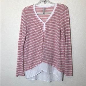 Anthropology Paper Crane Sweater M Pink White